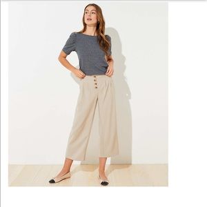 NWT LOFT tan button front fluid pants in 8 petite